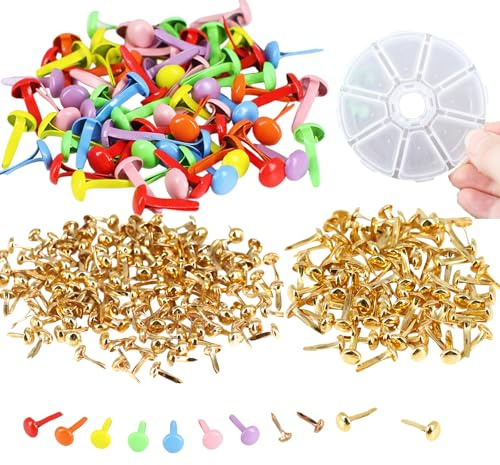 Pack of 200 Pattern Bag Clips with Storage Box, Colourful Metal Pattern Clips, Round Head Clips, Letter Clips for School, Office, Card Making and DIY Crafts, Paper Fasteners