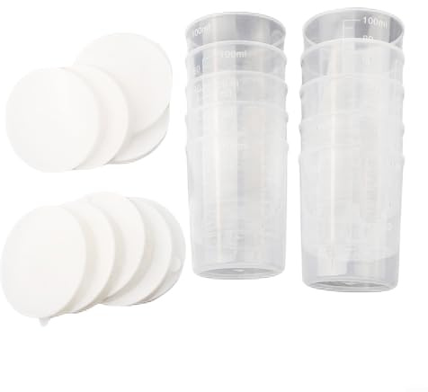 100 ml Messbecher mit Deckel, 10 Stück für Flüssigkeitsmessung und Schutz
