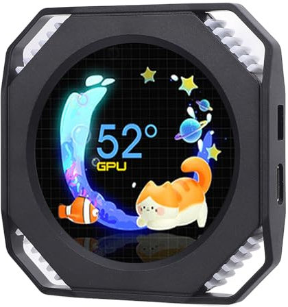 2.1 Computer Temp Monitor, GPU CPU Cooler LCD Display, DIY Dynamic Theme USB PC Sensor Panel, Gaming PC Case Secondary Screen (Black)
