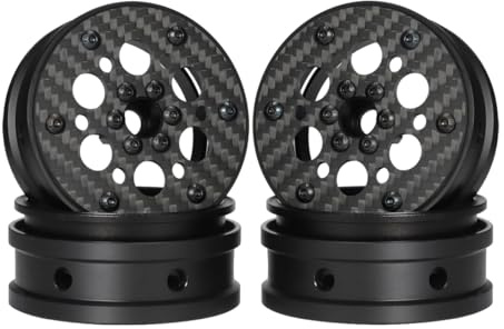 2.2 Carbon Fiber Aluminum Beadlock Wheels Rim for 1/10 RC Rigs Crawler Capra SCX10 PRO Wraith TRX4 Gmade R1 Element Enduro DIY (Black B)