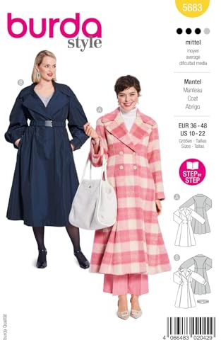 burda style Schnittmuster Damen Mäntel mit XL-Kragen #5683 Gr. 36-48