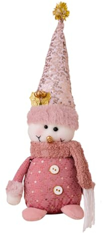 Asukohu Figura grande de muñeco de nieve para decoración de árbol, decoración de escritorio, decoración de Navidad para el hogar y la ventana, figura de Navidad