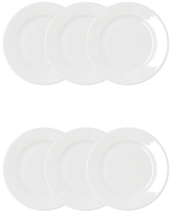 Bidasoa Set de 6 platos Serenity Hydrozero de porcelana 21 cm | Blanco, Porcelana, formato redondo, acabado brillo, 21 cm, 6 piezas, apilable, apto para microondas, apto para frigorífico