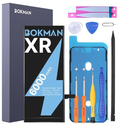 bokman für iPhone XR Akku 6000-mAh | Hochkapazitiver -Lithium-Polymer-Akku mit Allen Werkzeugsets