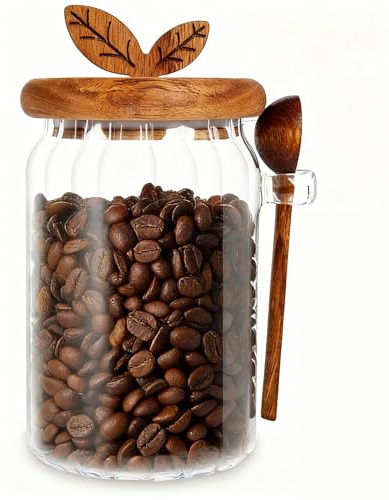 GZYYANG Förvaringsburkar med lock förvaringsbehållare med sked förvaringsburkar glas glasbehållare förvaringsburk för kaffebönor, pasta, nött, kex, godis