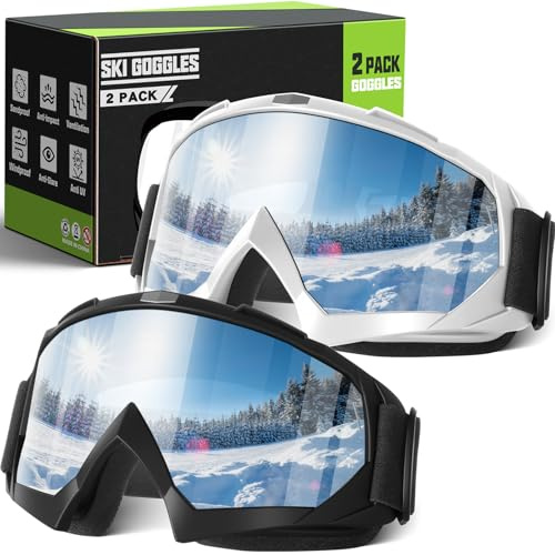 OXG 2 Pack Snowsports Ski Goggles for Kids, Snowmobile Snowboard Goggles for Youth Men Women