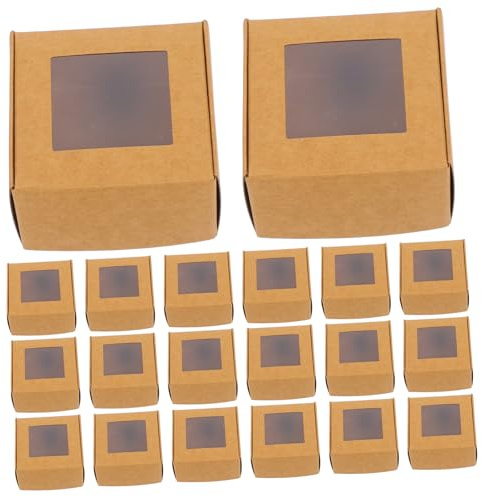 ROMISBABA 50 Stück Papier geschenkbox mit Klarem Sichtfenster Dickes Kraftpapier für Seifenverpackung Party favor boxen und Kleine Aufbewahrung Vielseitig Einsetzbar für Handgemachtes und