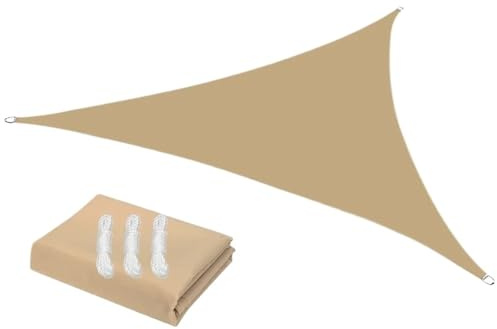 Vela Ombreggiante Tenda parasole triangolare impermeabile, protezione, tettoia for esterni, vela ombreggiante for giardino, patio, piscina, telo, 5x5x 5,2x2x2m(Sand,5x5x5M)