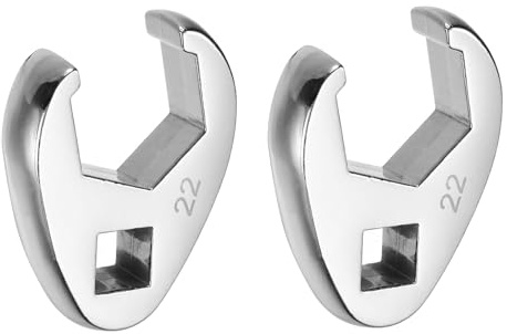 QUARKZMAN 2 Stück Antriebs-Kronenschlüssel 3/8 Antrieb 22mm Metrisch Fraktional Kronenschlüssel Überwurfmutter Schlüssel 40Cr Chrom Beschichtet Offener Kronenschlüssel Für Mechaniker
