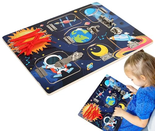 caiduos Tablero de Actividades Sensoriales | Panel Sensorial Juguetes Educativos,Juegos Educativos para Aprendizaje - Actividades de Ensartar y Desbloquear para Niños en Viajes con Juguetes de Motr