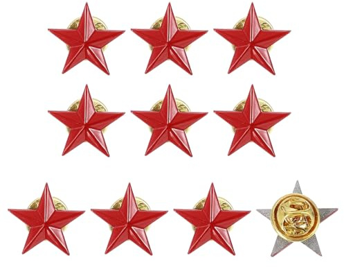 QUARKZMAN 10 Stück Stern Anstecknadeln 0.8 Für Männer Frauen Rucksäcke Rot | Auszeichnungsnadeln Stern Abzeichen, Hüte Jacken Kostüm Accessoires Feier Party Deko Jubiläum Belohnungsgeschenke