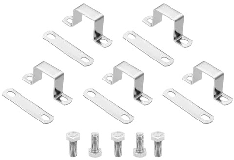 QUARKZMAN Juego de 5 abrazaderas de tubo cuadradas de 35 x 35 mm plateado.