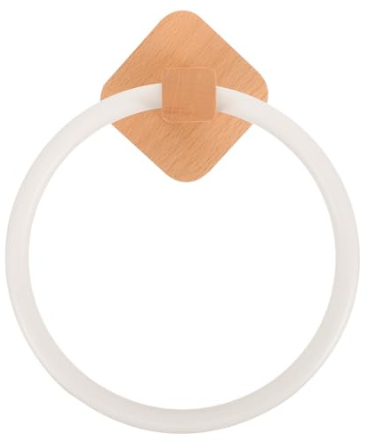 STOBAZA Hand Towel Ring Wooden Bathroom Holder Wall Mounted Tough Pine Towel Rack for Washcloths 6.7 Inch Space-Saving Design