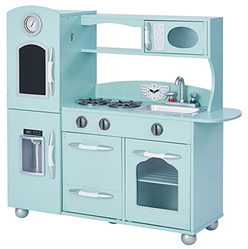 Mint Wooden Toy Kitchen with Fridge Freezer and Oven by Teamson Kids TD-11414M