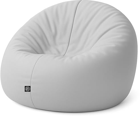 PATCH HOME 2 in 1 Funktion Sitzsack Sessel Bean Bag Sitzsäcke Gaming mit Reißverschluss bereits befüllt - Ø 100cm - Grau