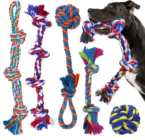 GaiusiKaisa 5PCS Alle XXL Hundespielzeug Seil für Große und Mittlere Hund - Robust Seil Hundespielzeug für Aggressive Kauer - Nahezu Unzerstörbar - Hundespielzeug Ball - Tauziehen Seil Ball zum Kauen