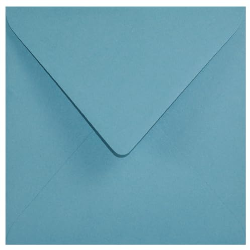 Netuno 25 Blau quadratische Umschläge Blau 15,3 x 15,3 cm 110g Woodstock Azzurro blaue Briefumschläge quadratisch schöne Briefkuverts festlich Ökopapier farbige Umschläge Ostern Weihnachten Hochzeit