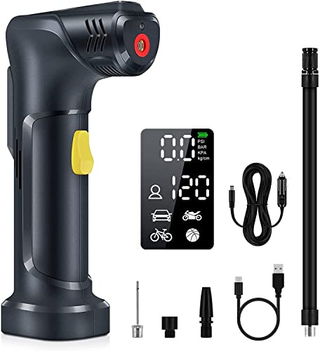 Elektrische Auto Luftpumpe,TANSHOP Wiederaufladbarer Akku Kompressor,Digital Portable,Pumpen Sie die Reifen von Autos, Motorrädern,Fahrrädern, Basketbällen und Fußbällen,LED,120PSI,12V,2000mAh,4 Unit