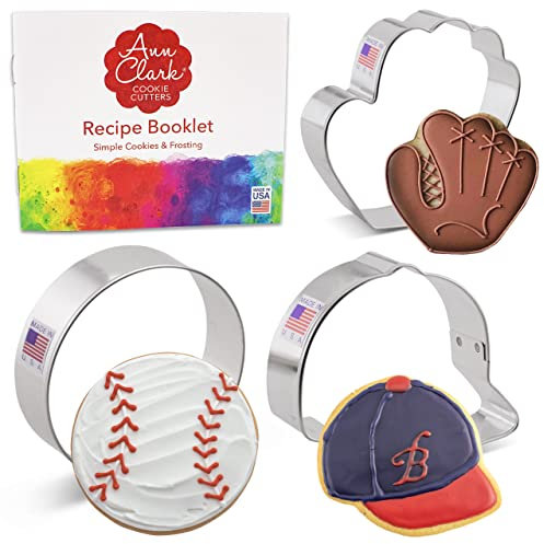 Ann Clark Baseball Cookie Cutters Set of 3, Made in USA