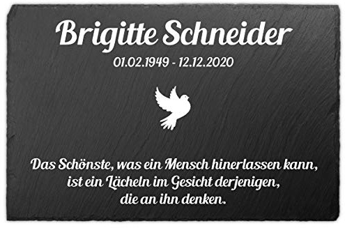 Paule Black Gedenktafel für Menschen mit UV-Druck Schiefer 30 x 20 cm - Individueller Text