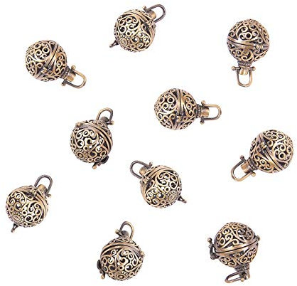 Airssory 10 piezas Vintage Chime Charm Colgantes de jaula de bolas huecas para mujeres Perfume para damas Collares difusores de aceites esenciales Haciendo el mejor regalo original - 28x22mm