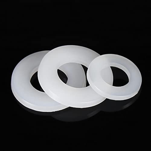 Unterlegscheibe Kunststoff Nylon Schwarz Weiß M2 M2.5 M3 M4 M5 M6 M8 M10 M12 M14 M16 M18 M20 M22 M24 Dichtungen Dichtungsring Abstandshalter M6x12x0.3 (100 Stück) weiß
