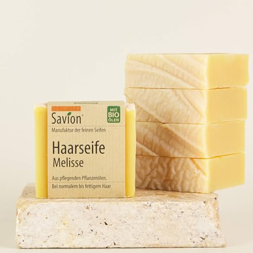 Savion 4 + 1 organisk meliss hårtvål vegan handgjord utan palmolja ingen plast 5 x 85 g