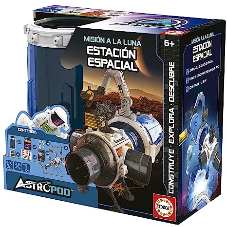 Educa - Missione alla Luna - Stazione spaziale, costruisci e gioca collegando diverse capsule per far crescere la stazione spaziale; con oltre 31 pezzi; consigliato a partire dai 6 anni (41344)