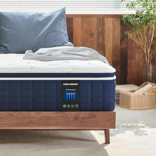 Coolvie Full storlek madrass, 30 cm medium känsla hel madrass i en låda, hybridkonstruktion individuella fickfjädrar med minneskum, svalare sömn med tryckavlastning och stöd