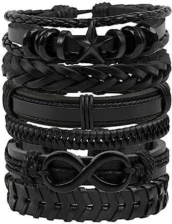 Manfnee Punk Leder Armband für Herren Damen Schwarze Nieten Armbänder Gothic Manschetten Armband
