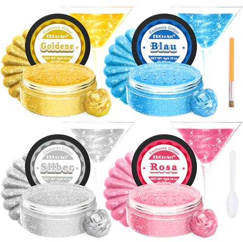 Edible Glitter for Drinks - 4 Colours Lustre Dust Edible, Shimmer Dust Food Colouring Powder, Food Grade Edible Glitter for Cake Decorations, Buttercream, Drink, Cocktails, Fondant - 5 G