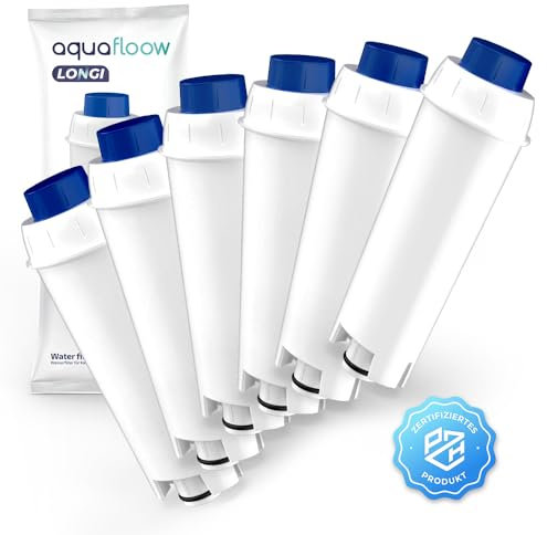 Aquafloow LONGI 6X Water Filter for Delonghi Coffee Machine Replacement for DeLonghi DLSC002, SER3017 & 5513292811 Filter Cartridges Compatible with ECAM, Esam, ETAM Series | Care for Coffee Machines