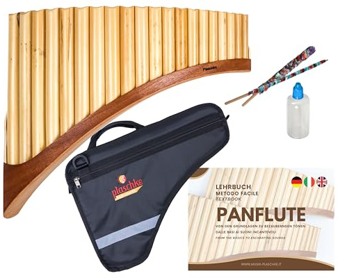 Plaschke Panflöte Konzert, Bundle mit Tasche, Lernbuch, Pflege-Set, 20 Töne C-Dur