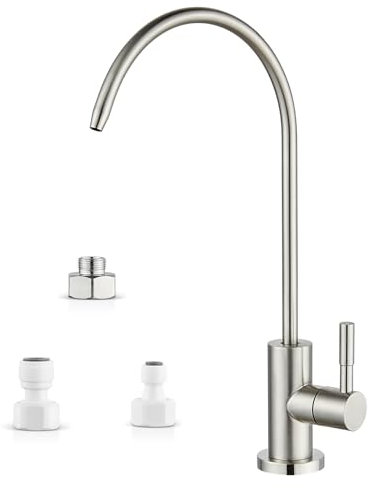 Heyalan Robinet de filtre à eau, robinet d'eau potable pour systèmes de filtration RO, robinets d'évier de cuisine, robinet à osmose inverse, robinet d'eau filtrée moderne sans espace d'air, nickel