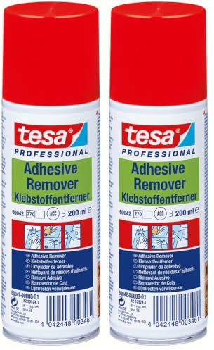 tesa ADHESIVE REMOVER - Klebstoffentferner Spray - entfernt Kleber, Etiketten und Verschmutzungen mit Fett, Teer und Harz - 200 ml (Packung mit 2)