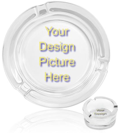 GDJSMIN DIY Photo Custom Glass Ashtrays For indoor outdoor,Custom DIY PictureCigarettes Ash Tray Portable,Transparent Household Garden Decorative Decor Outdoor ashtrays made of glass