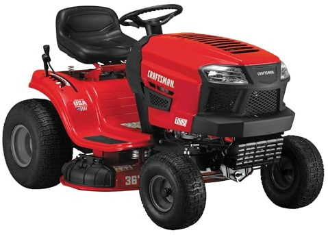 CRAFTSMAN 36 Gas Riding Lawn Mower with 11.5 HP* Briggs and Stratton Single-Cylinder Engine, Gas Lawn Tractor with 7-Speed Transmission, Red/Black (13AC77XYA93)