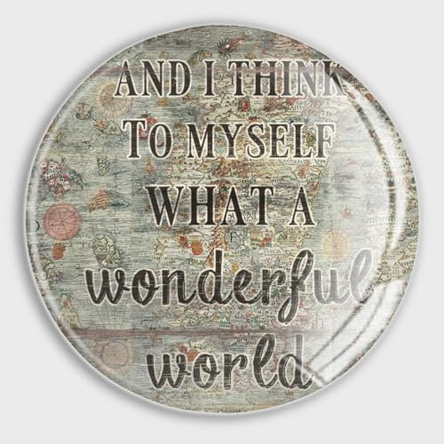 luckluccy And I Think to Myself What A Wonderful World Magnets Refrigerator Glass Small Magnets Vintage Map Strong Fridge Magnets Lettering Quotes Fridge Magnets for Office Whiteboard 4 Pieces