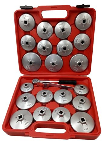 Juego de 23 Piezas Llaves de Tapa para Filtros de Aceite Kit Profesional de Extracción Herramienta Mantenimiento Automóvil