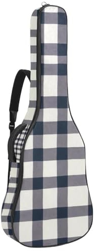 Gitarrentasche Wasserdicht Gigbag für 40/41/42 Zoll Akustikgitarre mit Zubehörfach Schutzschicht Pink Retro Plaid, Mehrfarbig Nr. 08, 42.9x16.9x4.7 in, Gitarrentasche