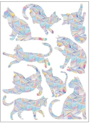 Wisafory Prisma Fensteraufkleber Suncatcher Sticker Regenbogen Folie Fenster Sonnenfänger Vogel Anti Kollisions Fenster Aufkleber für Stoppt Vögel Türfenster Katze 02- (9)