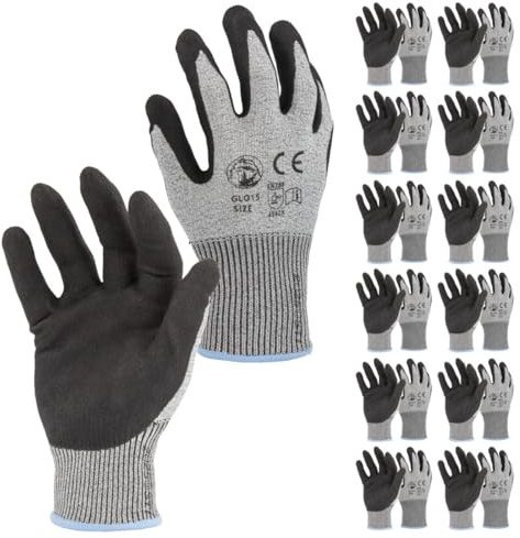 STI Guanti Anti Taglio antiscivolo palmo spalmato in nitrile touchscreen 8 M (Pacco da 12pz)