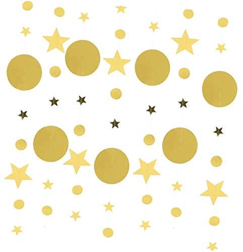 Ghirlanda a Stelle in Carta Oro, 2 Set, Decorazione Appesa