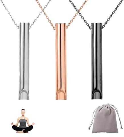 XFSRG 3 Piezas Collar De Respiración En Acero Inoxidable Mujer Cadena hombre Con Organizador Colgante Hombre Breathing Necklace Para Aliviar El Estrés Y Ansiedad