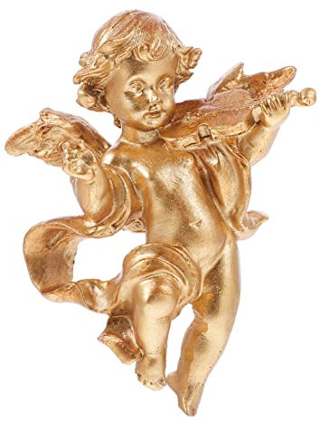 HOLIDYOYO 1pezzi Statuina Angelo in Resina Dorata Decorazione Da Scrivania Vintage Scultura Per Librerie e Interni