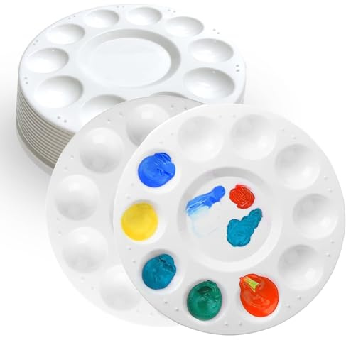 Painting Palette Paint Tray Palettes Plastic Round Palette Color Palette Mixing Palette for Painting and Oil DIY Craft Professional Art Painting (12)