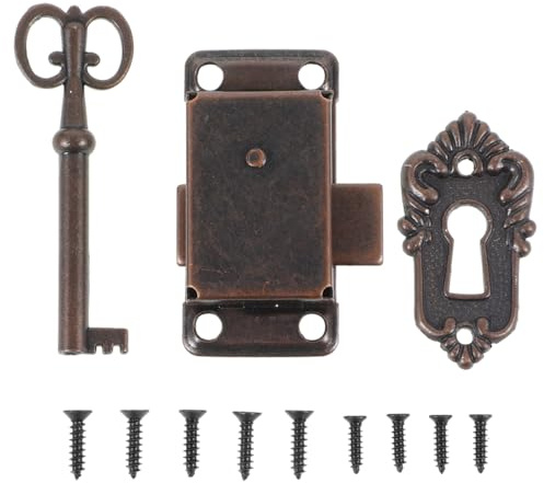 HOMSFOU Serrure Armoire Vintage Avec Clé Kit De Verrouillage Pour Tiroir Boîte À Bijoux Et Meuble Style Antique Installation Facile 5.30 X 3.50 X 1.00 cm