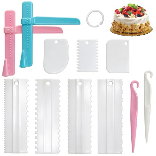 GYSRXS 11 stycken plastkakskrapor justerbar smörkräm spatel tårtspade set används för grädde tårtor kantdekoration tårtor tillbehör