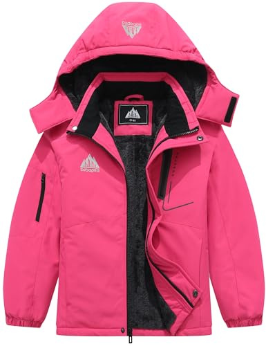 SOBAPRA Kids Waterproof Ski Jacket Warm Winter Snow Coat Boys and Girls Fleece Hooded Snowboarding Jacket