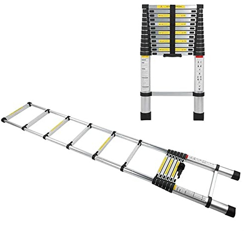 Scala telescopica portatile in alluminio, leggera e compatta, capacità 150 kg, ideale per casa, camper, uso esterno, facile da riporre e trasportare, versatile e durevole